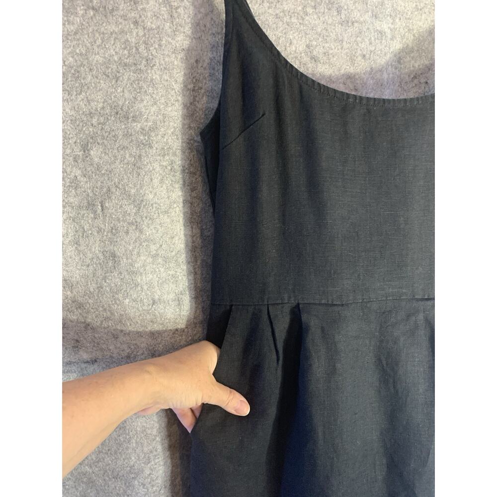 Quince 100% European Linen Scoop Neck Midi Dress Women Size S Black Summer - Picture 4 of 12